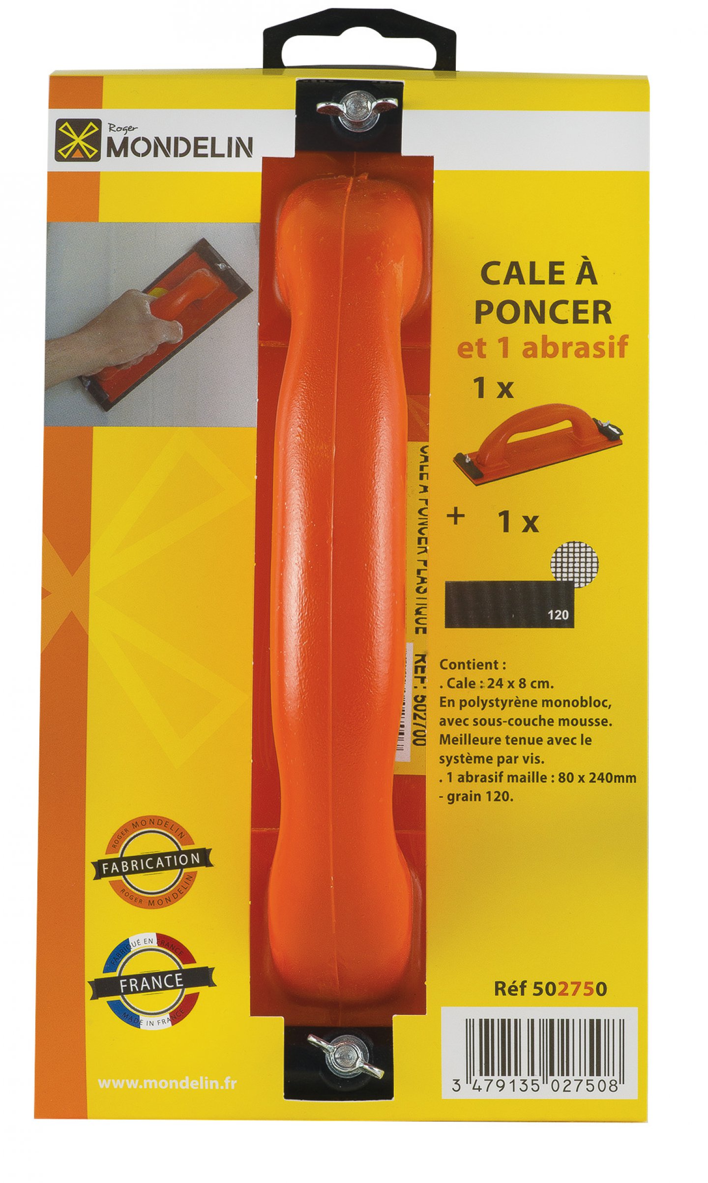 Cale à poncer avec abrasif