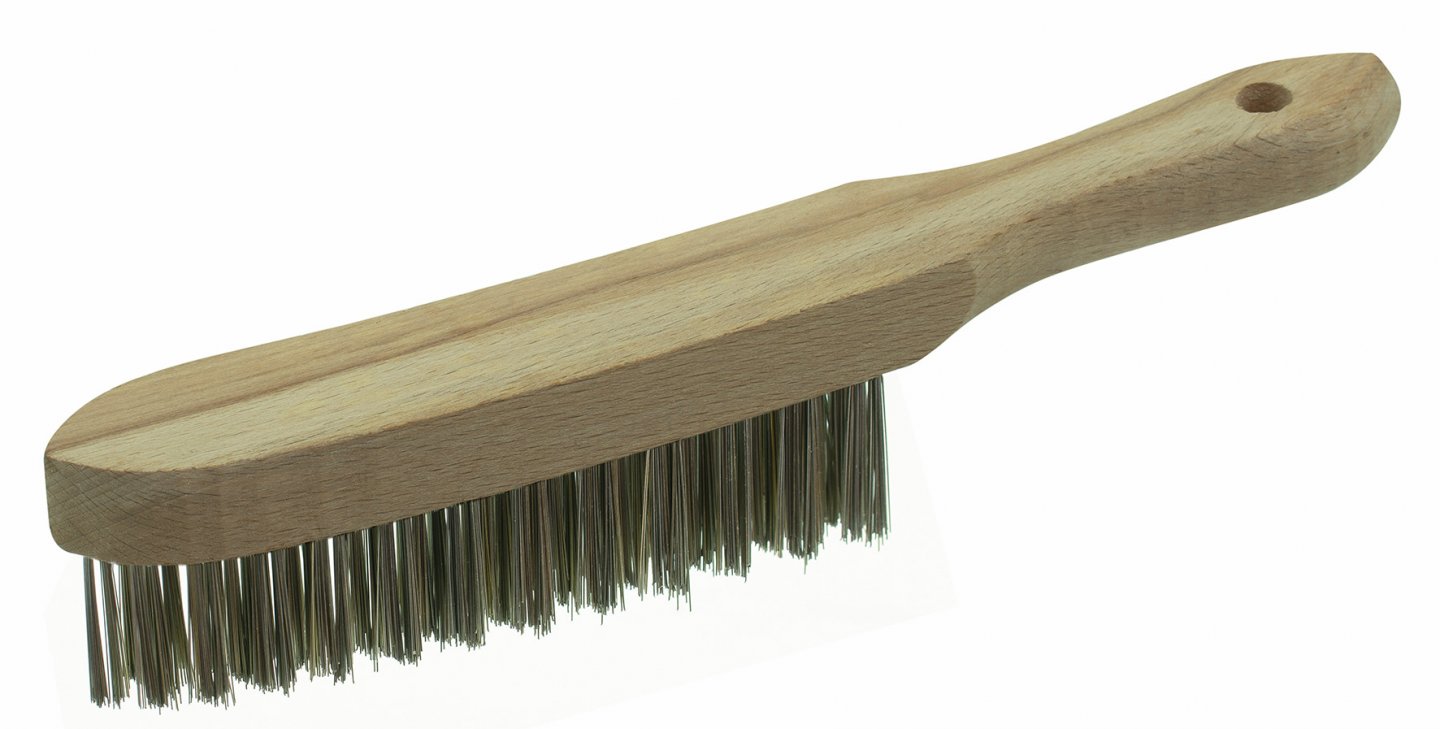 Brosse métallique à manche acier laitonné dur