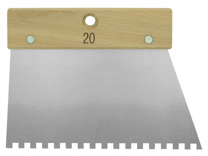 Spatule à colle manche bois 20 cm dents carrées 6 x 6 x 6
