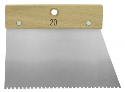 Spatule à colle manche bois 20 cm dents carrées 4 x 2,5 x 2,5 mm