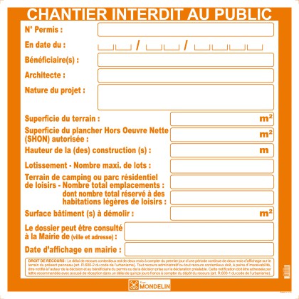 Panneaux permis de construire 80 x 80